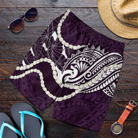 Aloha Hawaii Kalo Pikake Lei Shorts for Men Chest Tattoo Purple Hawaiian Pattern