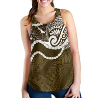 Aloha Hawaii Kalo Pikake Lei Women Racerback Tank Chest Tattoo Gold Hawaiian Pattern