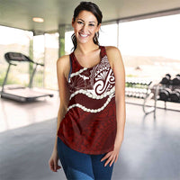 Aloha Hawaii Kalo Pikake Lei Women Racerback Tank Chest Tattoo Oxblood Hawaiian Pattern