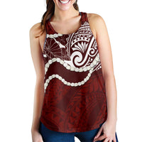 Aloha Hawaii Kalo Pikake Lei Women Racerback Tank Chest Tattoo Oxblood Hawaiian Pattern