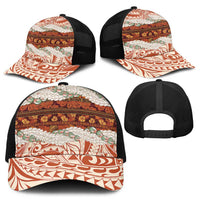 Aloha Hawaii Mikioi Lei Baseball Net Cap Cattail Red Tropical Flower Pattern - Polynesian Pride