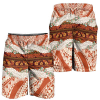 Aloha Hawaii Mikioi Lei Shorts for Men Cattail Red Tropical Flower Pattern - Polynesian Pride