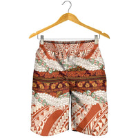 Aloha Hawaii Mikioi Lei Shorts for Men Cattail Red Tropical Flower Pattern - Polynesian Pride