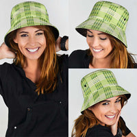 Aloha Hawaii Pakalana Pikake Lei Bucket Hat Palaka Inspired Hawaiian-plaid Pastel Green
