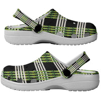 Aloha Hawaii Pakalana Pikake Lei Clogs Shoes Palaka Inspired Hawaiian-plaid Black
