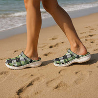 Aloha Hawaii Pakalana Pikake Lei Clogs Shoes Palaka Inspired Hawaiian-plaid Black