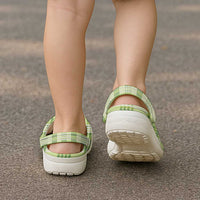 Aloha Hawaii Pakalana Pikake Lei Clogs Shoes Palaka Inspired Hawaiian-plaid Pastel Green