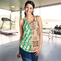 Aloha Hawaii Palaka Tuberose Lei Women Racerback Tank Hawaiian Quilt Seamless Style - Polynesian Pride