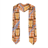 Aloha Hawaii Tiki Palaka Motifs Graduation Stole Honohono Lei Orange Elegant Vibes