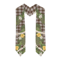 Aloha Puakenikeni Anthurium Pikake Lei Graduation Stole Chocolate Hawaiian Palaka Pattern