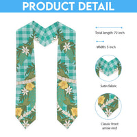 Aloha Puakenikeni Anthurium Pikake Lei Graduation Stole Marine Hawaiian Palaka Pattern