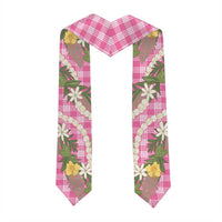 Aloha Puakenikeni Anthurium Pikake Lei Graduation Stole Tropical Pink Hawaiian Palaka Pattern