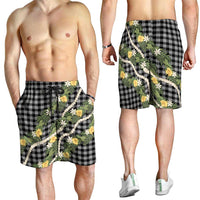 Aloha Puakenikeni Anthurium Pikake Lei Shorts for Men Black Hawaiian Palaka Pattern
