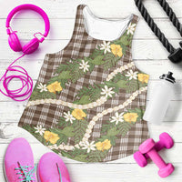 Aloha Puakenikeni Anthurium Pikake Lei Women Racerback Tank Chocolate Hawaiian Palaka Pattern