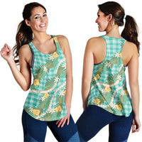 Aloha Puakenikeni Anthurium Pikake Lei Women Racerback Tank Marine Hawaiian Palaka Pattern