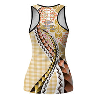 Aloha Vintage Palaka Floral Hawaiian Quilt Hollow Tank Top Melemele Motif - Polynesian Pride