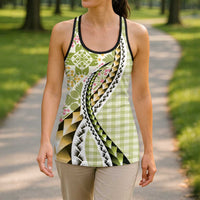 Aloha Vintage Palaka Floral Hawaiian Quilt Hollow Tank Top Omaomao Motif - Polynesian Pride