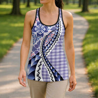 Aloha Vintage Palaka Floral Hawaiian Quilt Hollow Tank Top Poni Motif - Polynesian Pride