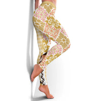 Aloha Vintage Palaka Floral Hawaiian Quilt Leggings Melemele Motif - Polynesian Pride