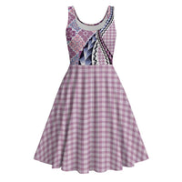 Aloha Vintage Palaka Floral Hawaiian Quilt Midi Dress Akala Motif - Polynesian Pride