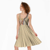 Aloha Vintage Palaka Floral Hawaiian Quilt Midi Dress Melemele Motif - Polynesian Pride