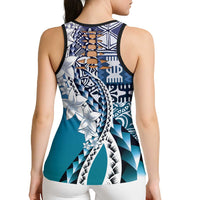 Aloha Vintage Plumeria Hawaiian Tapa Pattern Hollow Tank Top Blue Hawaiian Tapa Pattern - Polynesian Pride