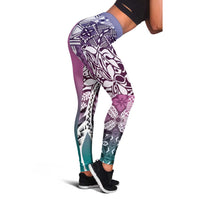 Aloha Vintage Plumeria Hawaiian Tapa Pattern Leggings Gradient Hawaiian Tapa Pattern - Polynesian Pride