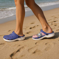 American Samoa Clogs Shoes Tribal Tattoo with Eagle Blue-Red LT03