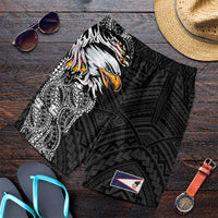 American Samoa Shorts for Men Tribal Tattoo with Eagle Black