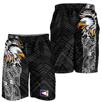American Samoa Shorts for Men Tribal Tattoo with Eagle Black