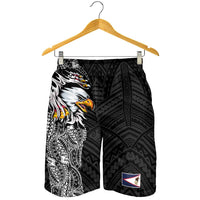 American Samoa Shorts for Men Tribal Tattoo with Eagle Black