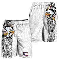 American Samoa Shorts for Men Tribal Tattoo with Eagle White