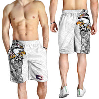 American Samoa Shorts for Men Tribal Tattoo with Eagle White