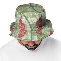 Anthurium Pikake Ti Leaf Palaka Bucket Hat Green Version LT01 - Polynesian Pride