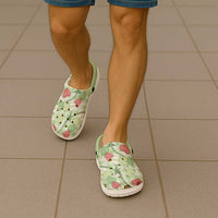Anthurium Pikake Ti Leaf Palaka Clogs Shoes Green Version LT01 - Polynesian Pride