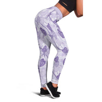 Anthurium Pikake Ti Leaf Palaka Leggings Purple Version LT01 - Polynesian Pride