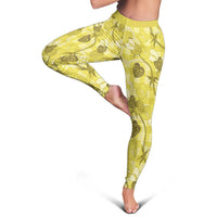 Anthurium Pikake Ti Leaf Palaka Leggings Yellow Version LT01 - Polynesian Pride