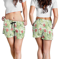 Anthurium Pikake Ti Leaf Palaka Shorts for Women Green Version LT01 - Polynesian Pride