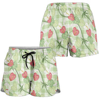 Anthurium Pikake Ti Leaf Palaka Shorts for Women Green Version LT01 - Polynesian Pride