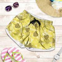 Anthurium Pikake Ti Leaf Palaka Shorts for Women Yellow Version