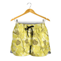 Anthurium Pikake Ti Leaf Palaka Shorts for Women Yellow Version