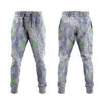 Anthurium Plumeria Lei Pastel Jogger Pants Purple Hawaiian Splendid Palaka LT01 Purple - Polynesian Pride