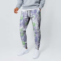 Anthurium Plumeria Lei Pastel Jogger Pants Purple Hawaiian Splendid Palaka LT01 - Polynesian Pride