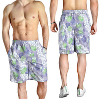 Anthurium Plumeria Lei Pastel Shorts for Men Purple Hawaiian Splendid Palaka