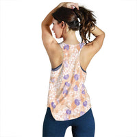 Anthurium Plumeria Lei Pastel Women Racerback Tank Orange Hawaiian Splendid Palaka LT01 - Polynesian Pride
