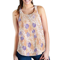 Anthurium Plumeria Lei Pastel Women Racerback Tank Orange Hawaiian Splendid Palaka LT01 - Polynesian Pride