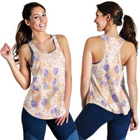 Anthurium Plumeria Lei Pastel Women Racerback Tank Orange Hawaiian Splendid Palaka LT01 - Polynesian Pride