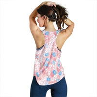 Anthurium Plumeria Lei Pastel Women Racerback Tank Pink Hawaiian Splendid Palaka LT01 - Polynesian Pride