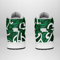 Aotearoa Maori Kowhaiwhai High Sneakers AJ1 Kakariki Puhoro and Patiki