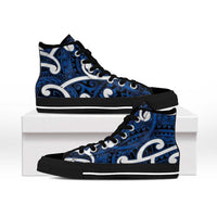 Aotearoa Maori Kowhaiwhai High Top Shoes Kikorangi Puhoro and Patiki